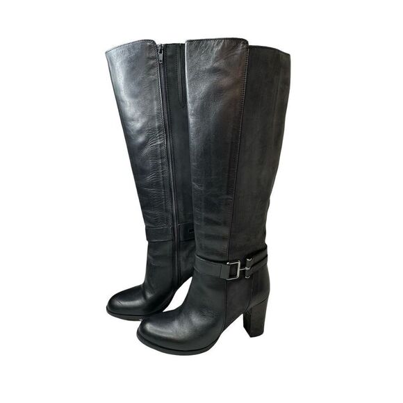 SESTO MEUCCI Black Knee High Heeled Made in Italy Leather Boots Size 8.5 - Picture 11 of 16